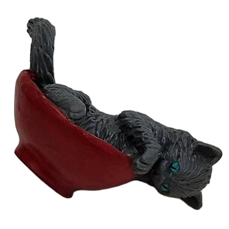 Kitty in My Pocket MEG Gray Kitten Playing and Lying in a Bowl Made of Rubber