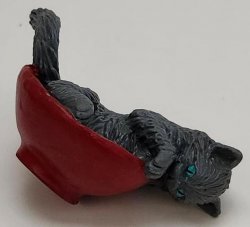 Kitty in My Pocket MEG Gray Kitten Playing and Lying in a Bowl Made of Rubber