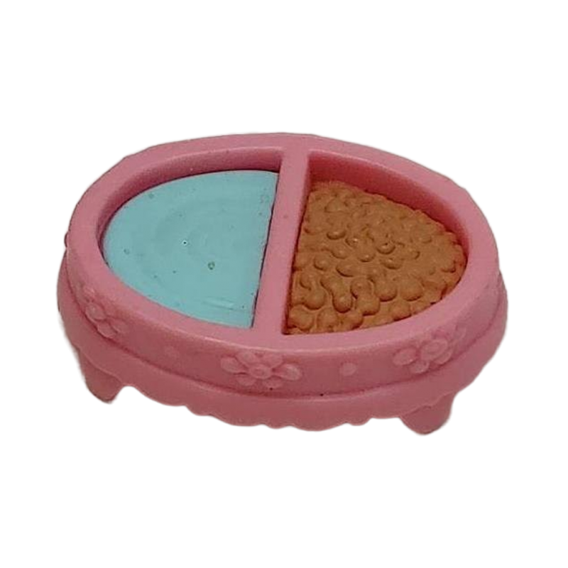 Pretend Play Toy Water and Cat or Dog Food Bowl Pink Bowl Footed Made of PVC