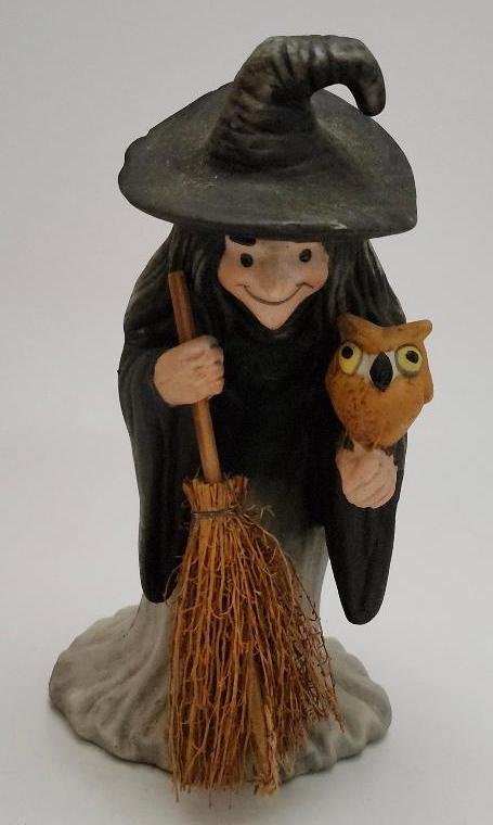 Image 1 of Ceramic Halloween Witch Broom Owl Limited China and Glass Company Vintage 1985