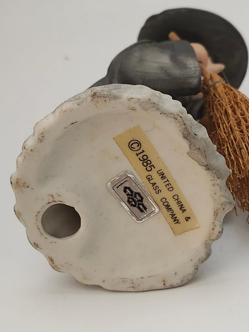 Image 3 of Ceramic Halloween Witch Broom Owl Limited China and Glass Company Vintage 1985