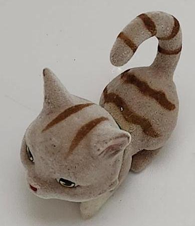 Image 2 of Kitty in My pocket Tan Brown Flocked Cat Tail Curled upright Green Collar