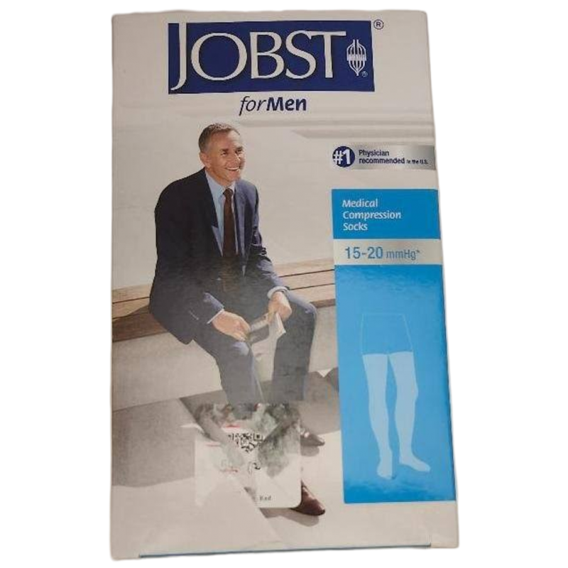 Jobst for Men Medical Compression Socks Thigh Stockings Khaki Sz S 15-20 mmHg
