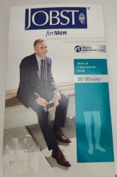 Jobst for Men Medical Compression Socks Thigh Stockings Khaki Sz L 20-30 mmHg