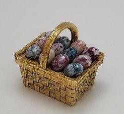 Vintage Robin’s Basket With Glass Eggs Solid Cream Perfume Compact Max Factor