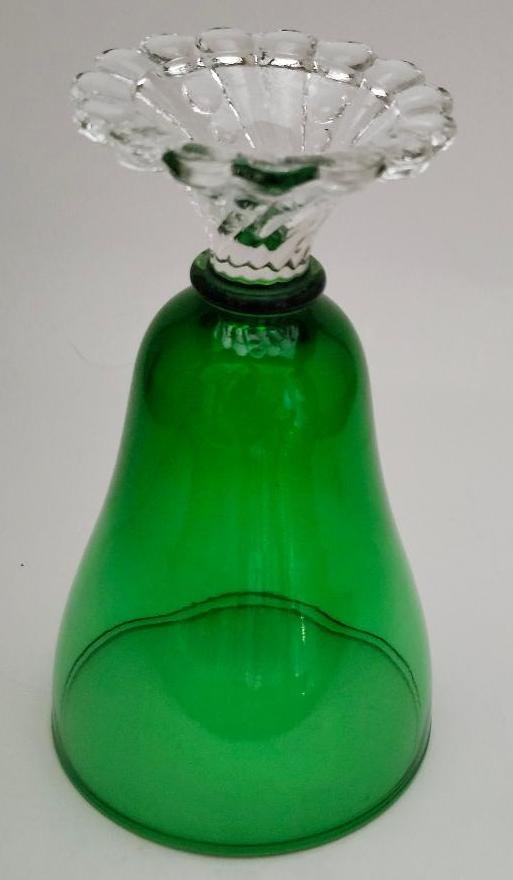 Image 4 of Anchor Hocking Goblet Emerald Green MCM Boopie Clear Bubble Foot 1950s 1970s