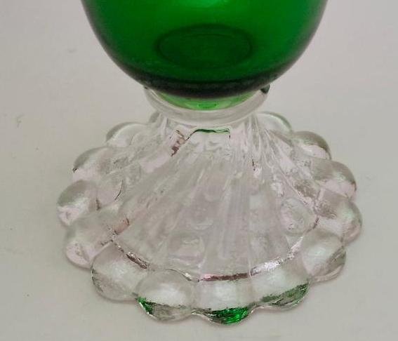 Image 6 of Anchor Hocking Goblet Emerald Green MCM Boopie Clear Bubble Foot 1950s 1970s