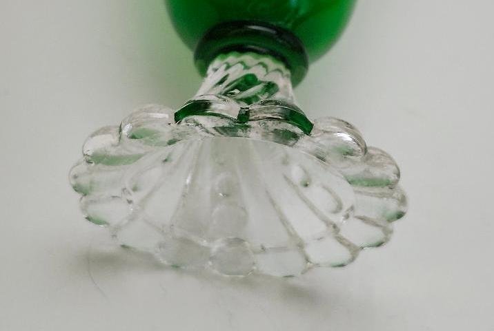 Image 7 of Anchor Hocking Goblet Emerald Green MCM Boopie Clear Bubble Foot 1950s 1970s