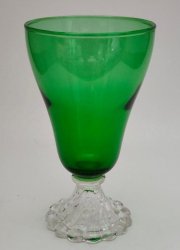 Anchor Hocking Goblet Emerald Green MCM Boopie Clear Bubble Foot 1950s 1970s