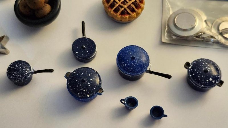 Image 1 of Miniature Dollhouse Dishes Pots Food Lot Accessories for Barbie & Other Dolls