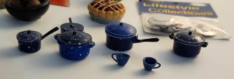 Image 2 of Miniature Dollhouse Dishes Pots Food Lot Accessories for Barbie & Other Dolls