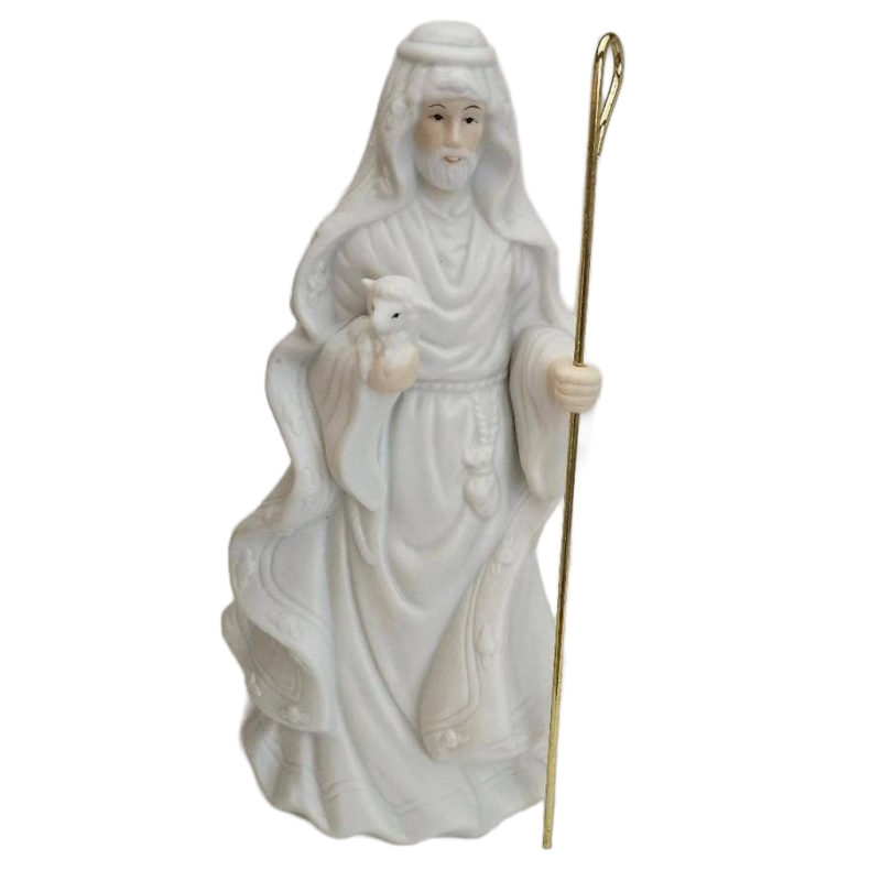 House of Lloyd Around The World Chrismas Jesus w/ Lamb Cane White Statue