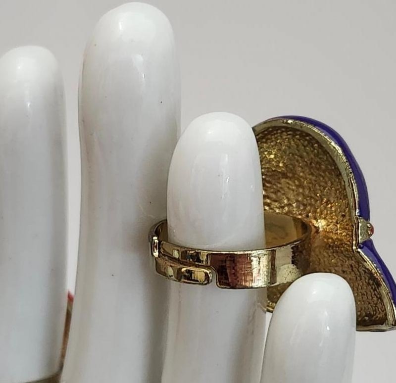 Image 6 of Vintage Red Hat Society Rings Adjustable Costume Jewelry Red Purple Enamel Rings