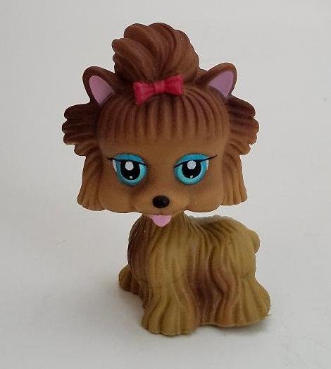 Image 1 of My Pet Pals Pet Boutique Brown Yorkie Puppy Dog Pink Bow Pretend Play Toy Figure