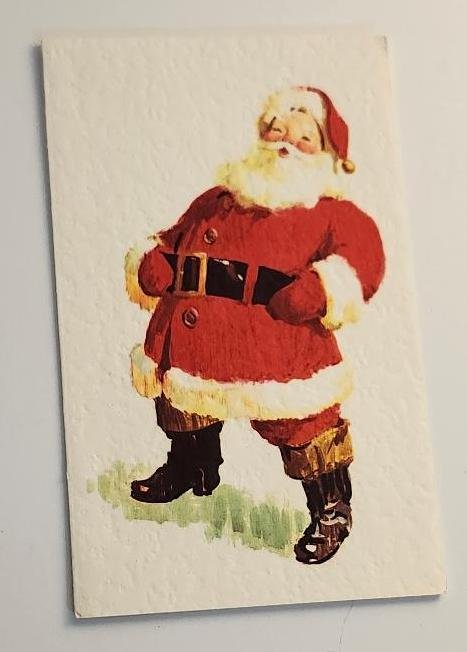 Vintage Norcross Christmas Card Jolly Santa Clause On A Beautiful Textured Paper