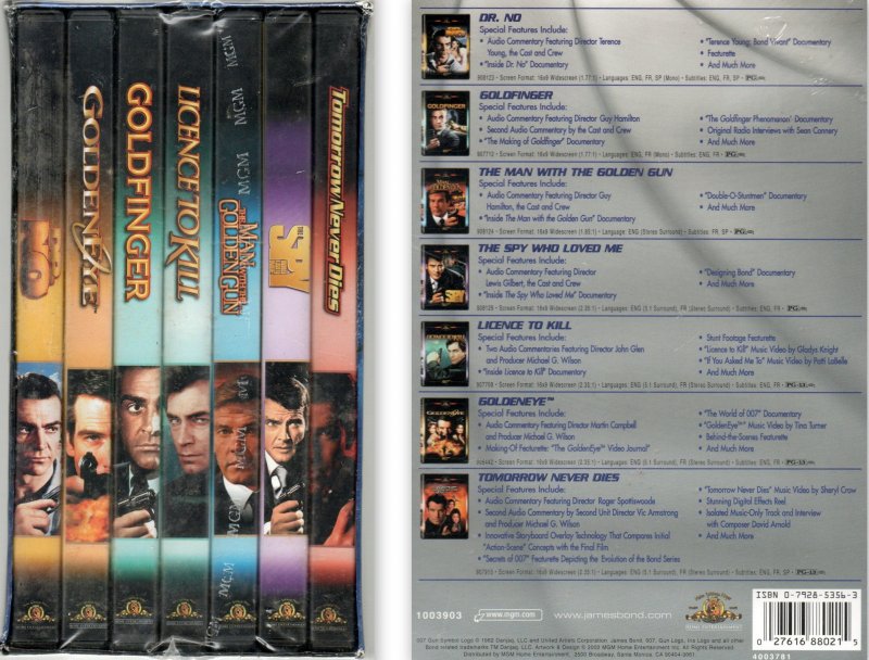 007 James Bond Special Edition Boxed Set 7 DVDs Spy License to Kill Goldfinger