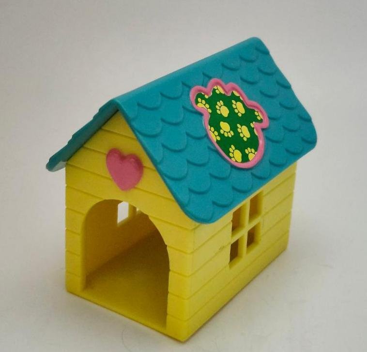 Puppy In My Pocket Dog House Kennel Blue Yellow Vintage 1993 Hasbro Pretend Toy