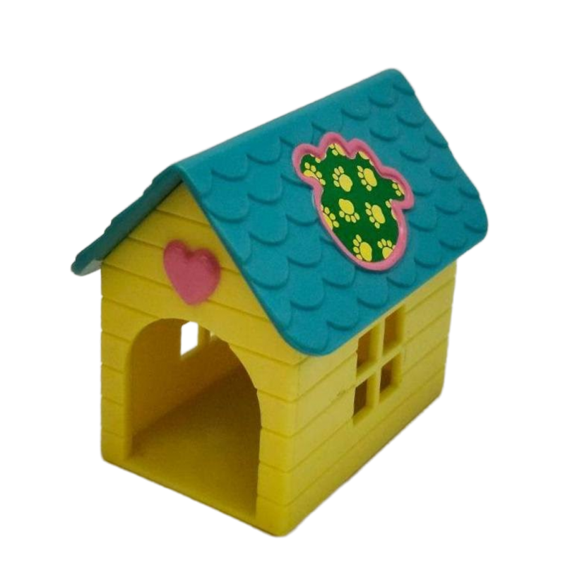 Puppy In My Pocket Dog House Kennel Blue Yellow Vintage 1993 Hasbro Pretend Toy