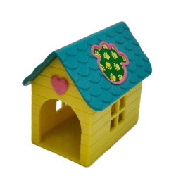 Puppy In My Pocket Dog House Kennel Blue Yellow Vintage 1993 Hasbro Pretend Toy