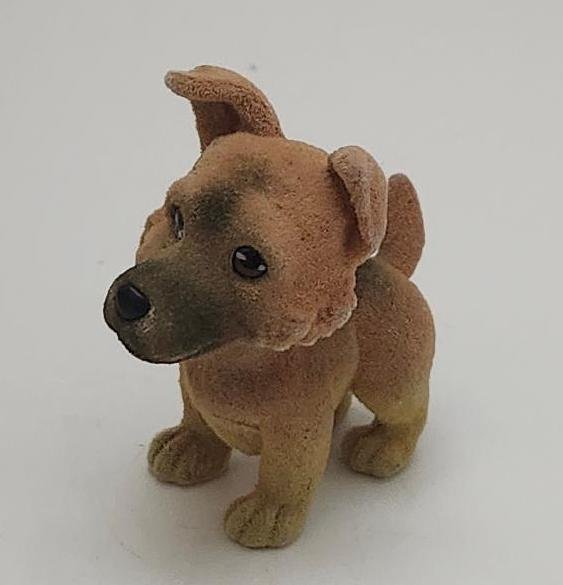 Puppy In My Pocket Flocked Dog Brown Charcoal Black Pretend Play Toy Figure