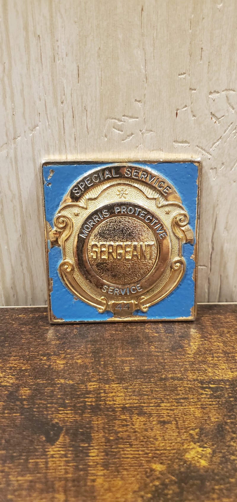 Image 0 of MORRIS PROTECTIVE SERVICE SPECIAL SERVICE SERGEANT SQUARE HAT BADGE