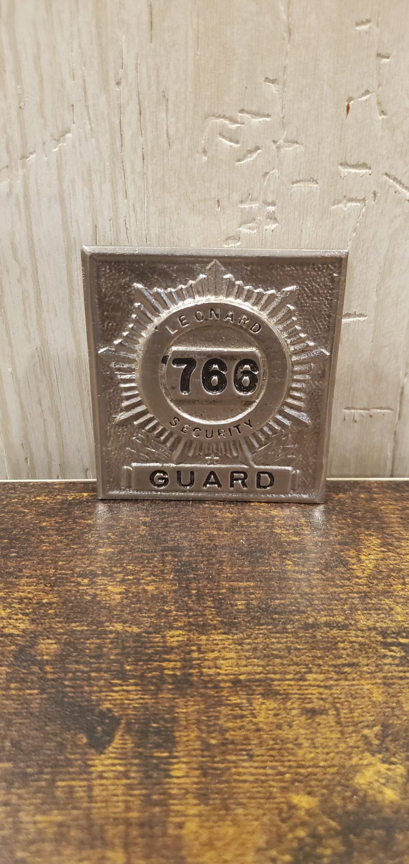 Image 0 of LEONARD SECURITY GUARD SQUARE BADGE (766)