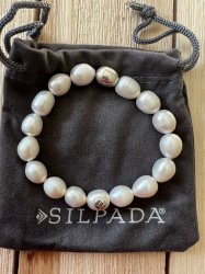 B2894 Silpada Sterling Silver Shine On Stretch Fresh Water Pearl Bracelet