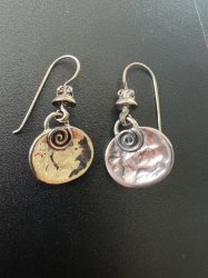 W1354 SILPADA Hammered Oxidized Sterling Oval Swirl Dangle Earrings