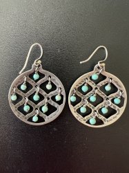 W1682 Silpada Howlite Sterling Silver Bead Round Cutout Blue Earrings 