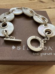 B1694 Retired Silpada Mother of Pearl 925 Sterling Silver Bracelet 