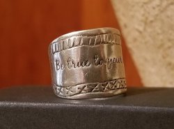 SILPADA 925 Sterling Silver BE TRUE TO YOUR DREAMS Cigar Band Ring Sz 6
