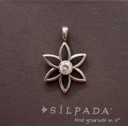 PT14600 Silpada 925 Silver CZ Floral Pendant