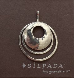 PT5123 SILPADA 925 Silver Vintage Hammered Graduated Round Design Pendant