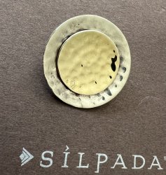 PT12690 SILPADA 925 Silver Vintage Shiny Two Tone Hammered Round Pendant