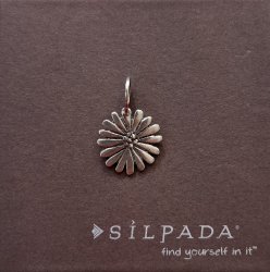 PT16635 SILPADA Sterling Silver Vintage Dark Tone Flower Motif Pendant