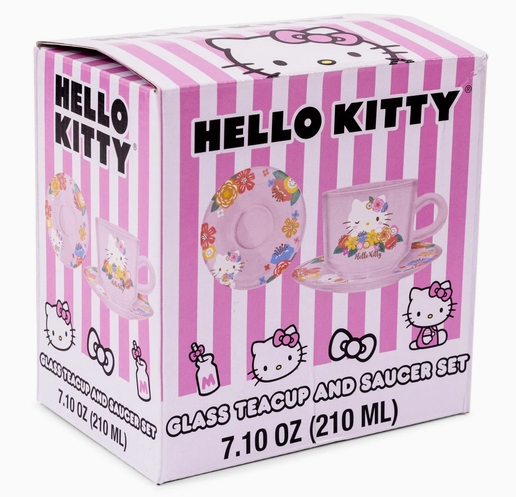 Image 3 of Sanrio Hello Kitty Flowers Glass Teacup and Saucer Set