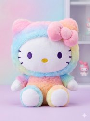 Hello Kitty 9.5-Inch Pastel Rainbow Pastel Fluffy Plush