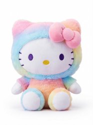 Hello Kitty 9.5-Inch Pastel Rainbow Pastel Fluffy Plush