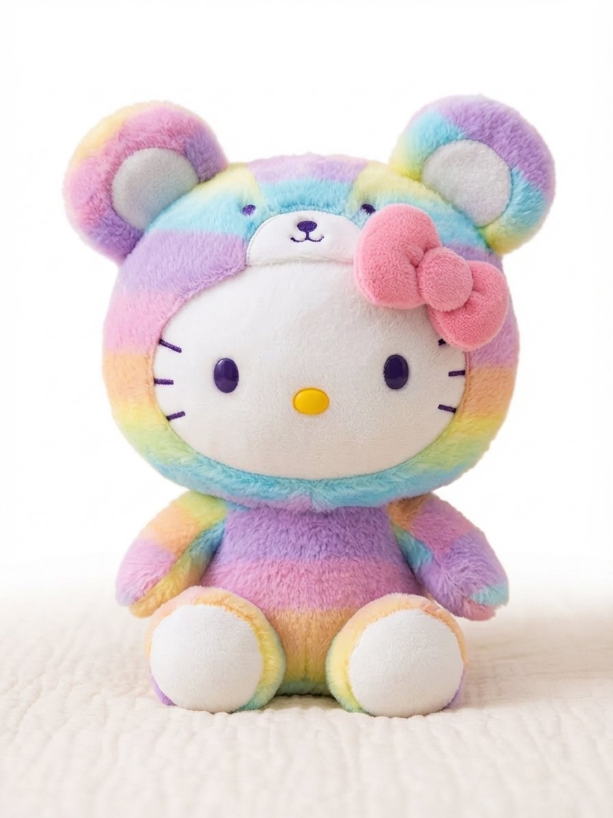Image 0 of Sanrio Hello Kitty 9.5-Inch Pastel Rainbow Teddy Bear Costume Plush