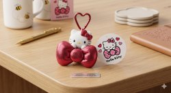 Sanrio Hello Kitty Shimmering Bow Plush Keychain
