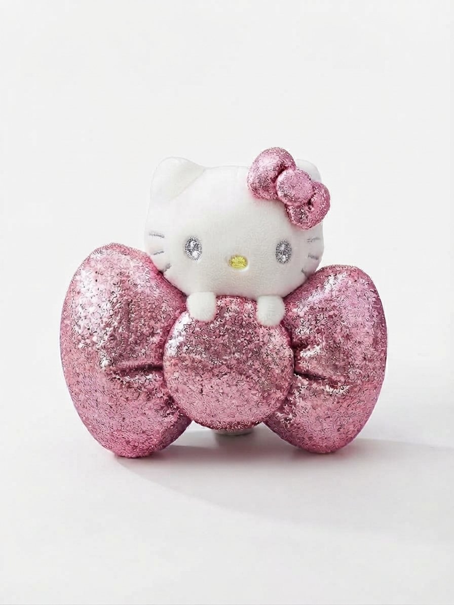 Image 0 of Sanrio Hello Kitty Shimmering Pink Bow Plush Keychain