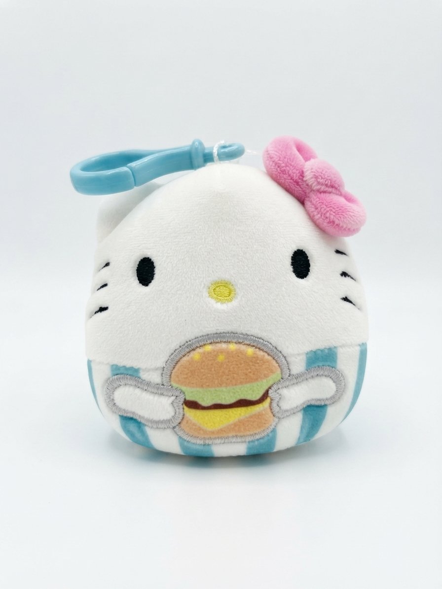 Image 0 of Official Squishmallows Sanrio Hello Kitty Burger Plush Keychain