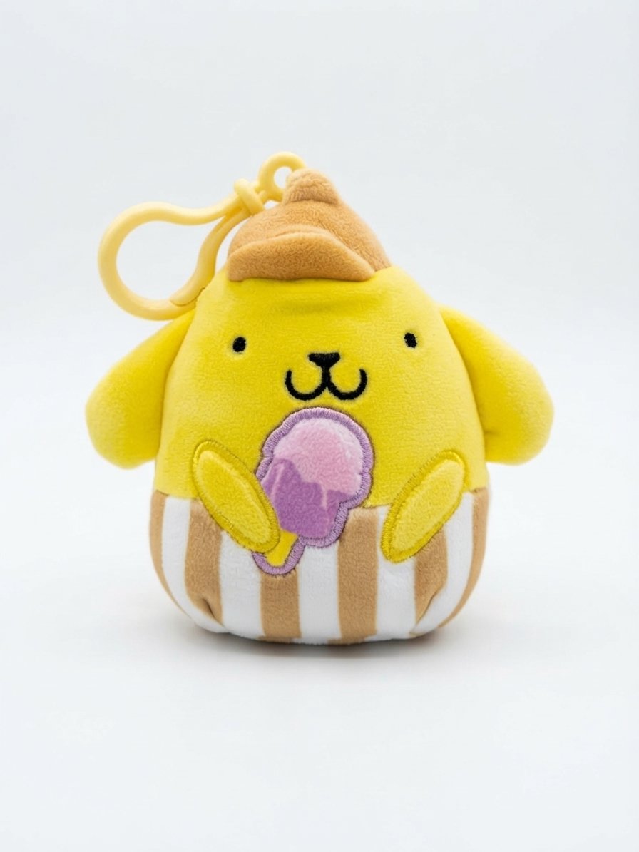 Image 0 of Official Squishmallows Sanrio Pompompurin Ice Cream Plush Keychain