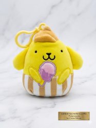 Official Squishmallows Sanrio Pompompurin Ice Cream Plush Keychain