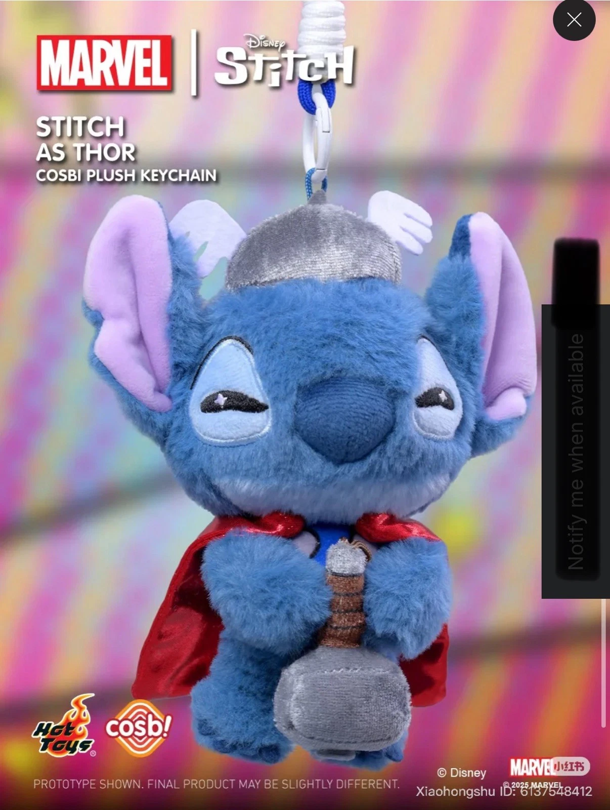 Image 7 of Marvel x Disney Stitch Cosbi Plush Keychain Blind Box