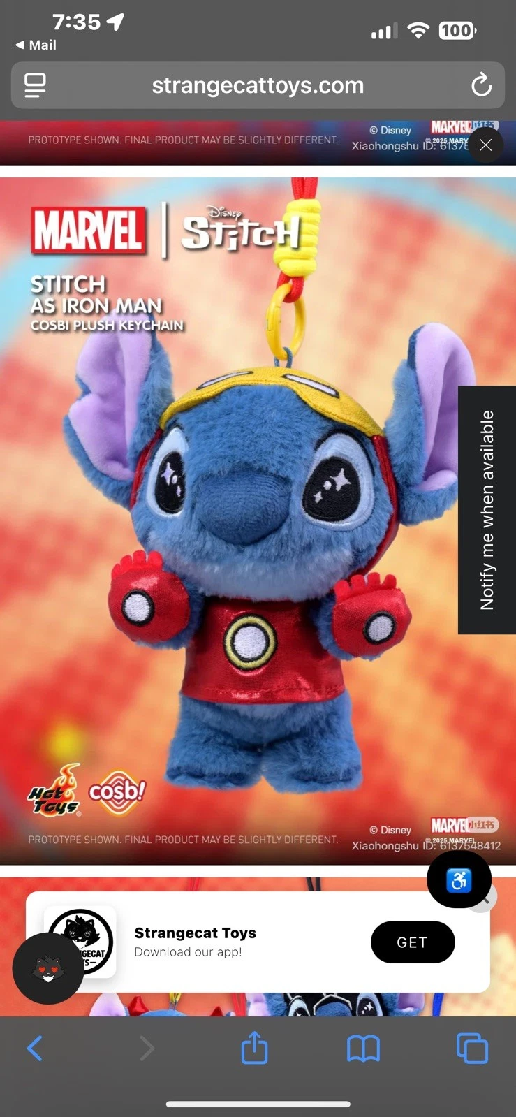 Image 8 of Marvel x Disney Stitch Cosbi Plush Keychain Blind Box