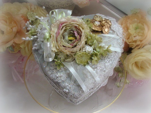 Image 1 of Sage Green Cherub Heart Box