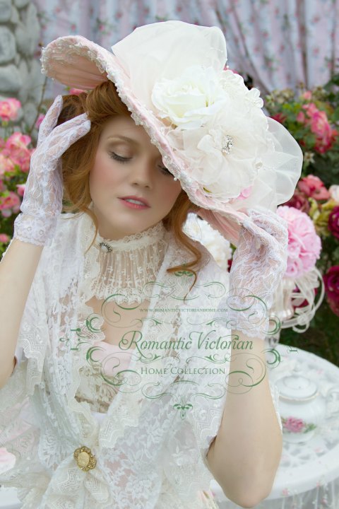 Roses and Pearls Pink Beaded Victorian Hat