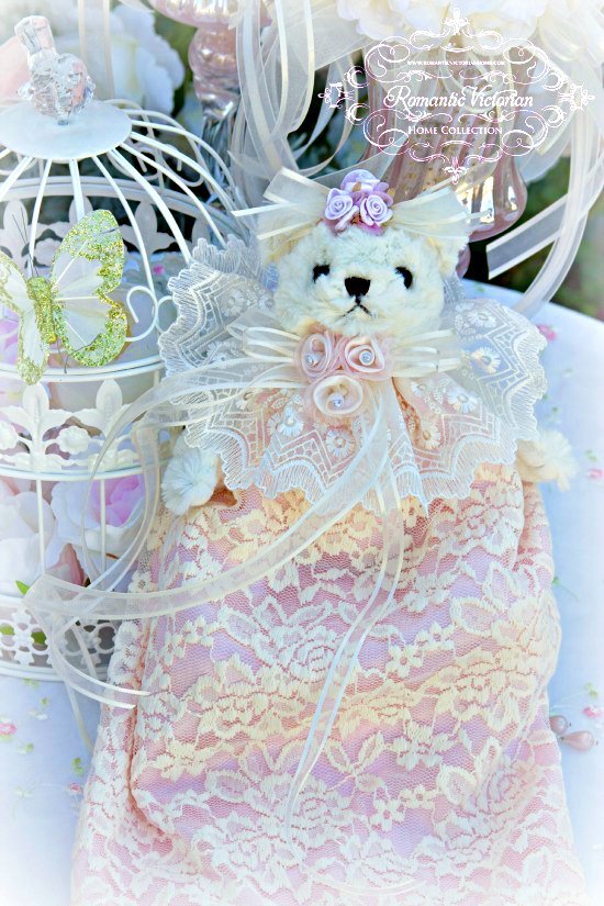 Image 3 of Pink and Creme French lace Bear