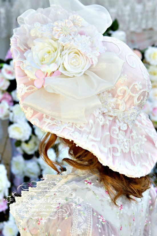 Climbing Roses Pink Beaded Victorian Hat